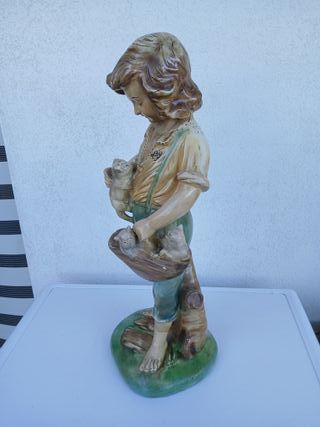 Antica Statua Scultura in Gres Ceramica Vintage 50