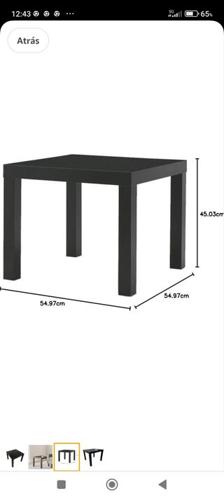 Mesa Ikea Negra Auxiliar 55x55x45