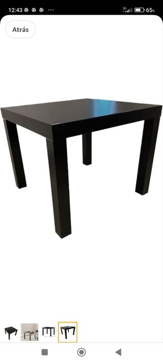 Mesa Ikea Negra Auxiliar 55x55x45