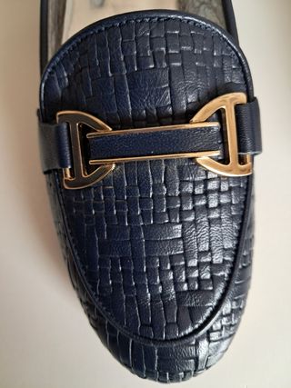 Mocassini donna blu in pelle stampata n.38 nuovi