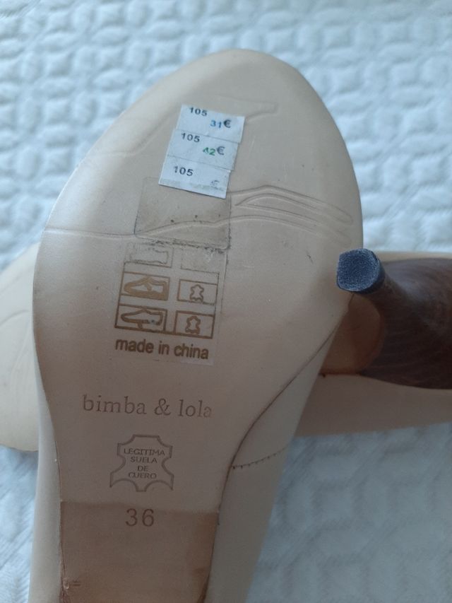 Zapatos tacón beige y marrón