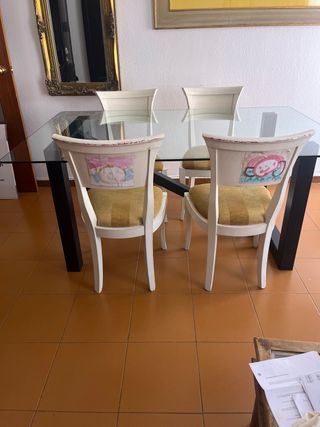 Mesa cristal y forja - comedor