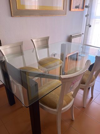 Mesa cristal y forja - comedor