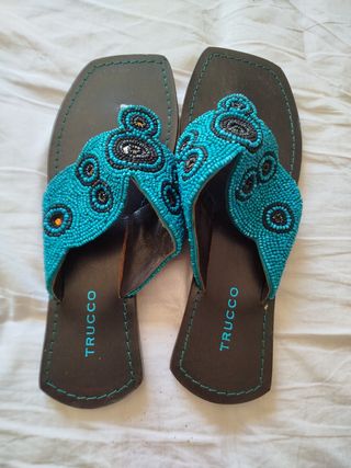 Chanclas TRUCCO planas turquesa talla 40