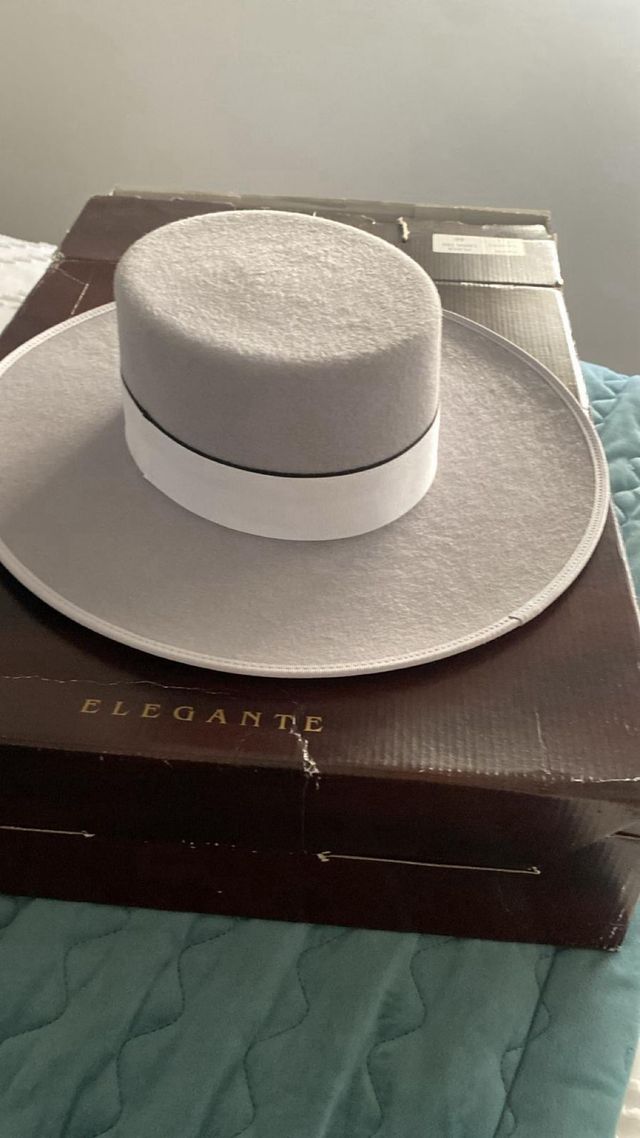 Sombrero gris - ala ancha