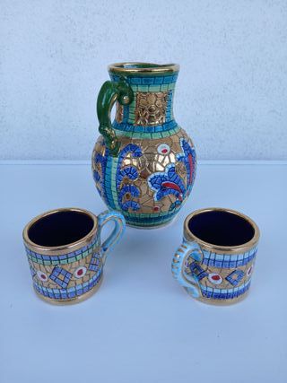 Brocca Caraffa Anfora Ceramica Decorata Mano Oro Z
