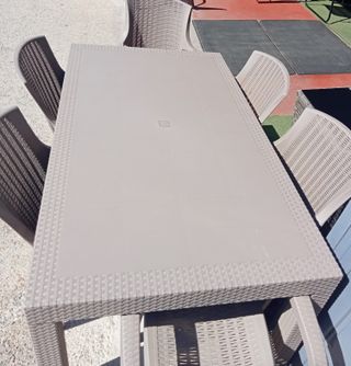 Mesa terraza + 4 sillas metal/madera
