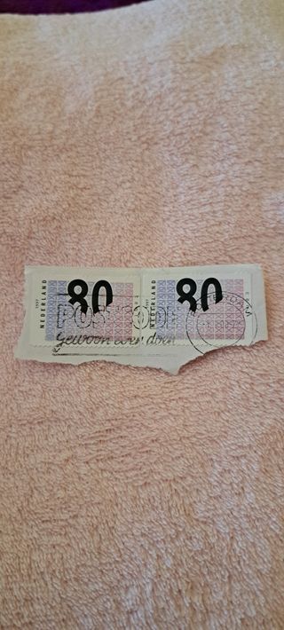 2 Sellos 80 cent Nederland 1997 usados