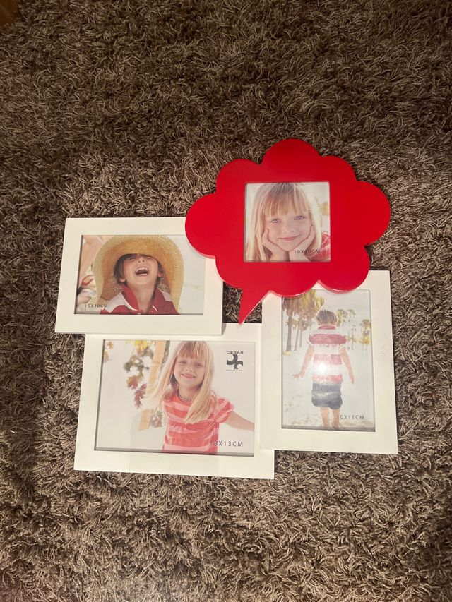 Marco de fotos 3 piezas - rojo, blanco