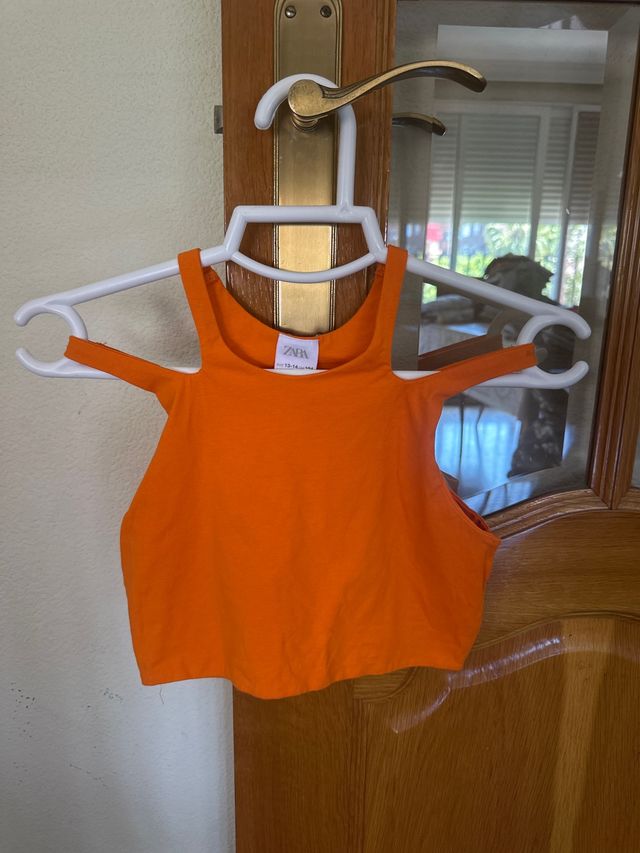Top Zara niña talla 13-14 naranja