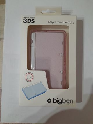 Nuevo. Funda policarbonato 3DS rosa con purpurina 