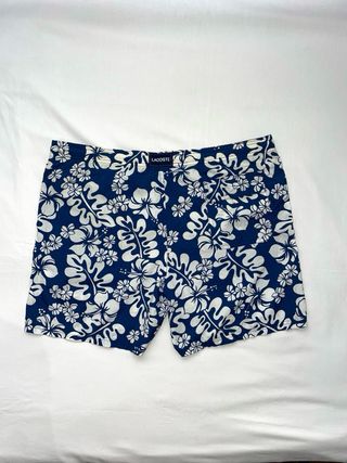 Bañador Lacoste Vintage Azul Flores Blancas L