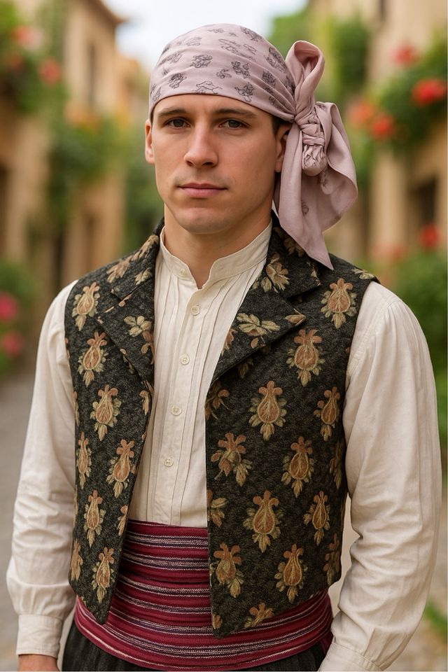 Chaleco tejido flores - Verde oliva