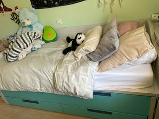 Cama juvenil doble con cajones y colchón