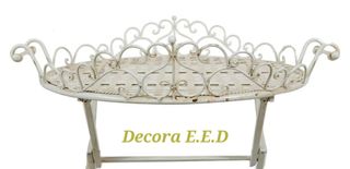 MESA PLEGABLE EN HIERRO FORJADO COLOR BLANCO