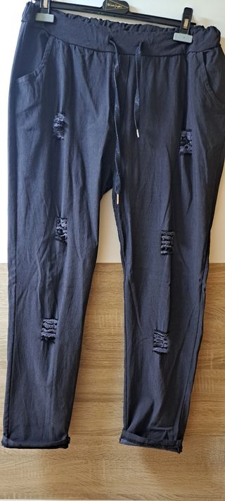 Pantalón Mujer Negro Roto