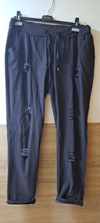 Pantalón Mujer Negro Roto