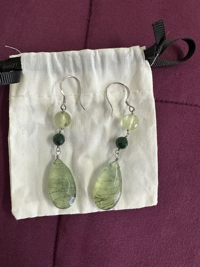 Pendientes plata 925 piedras verdes