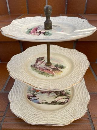 Alzata 3 piatti vintage ceramica