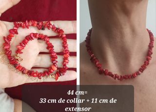 Gargantilla collar coral rojo ajustable piedras 