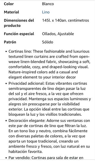 Cortinas blancas BellaHills lino natural