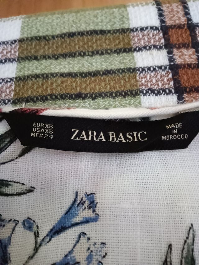 Blusa Zara estampada lino multicolor
