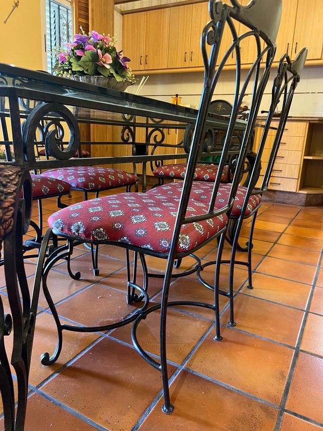 Mesa Comedor Forja 8 Sillas Cristal