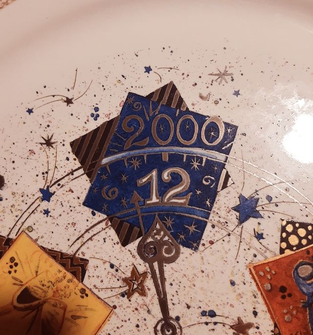 Vassoio Ceramica Vintage Capodanno 2000