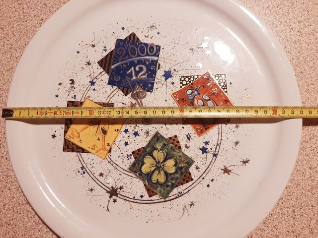 Vassoio Ceramica Vintage Capodanno 2000