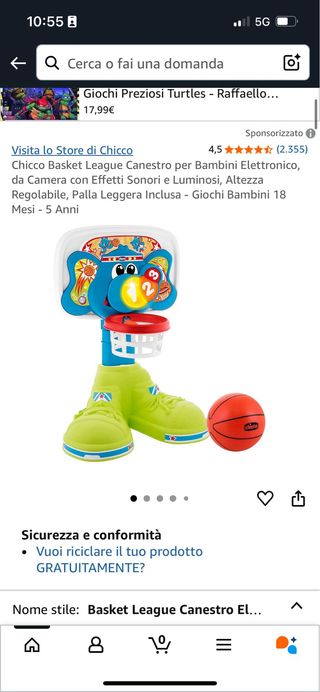 Canestro Chicco Elefante Bimbi