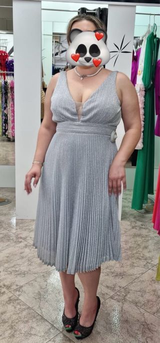 Vestido fiesta plateado
