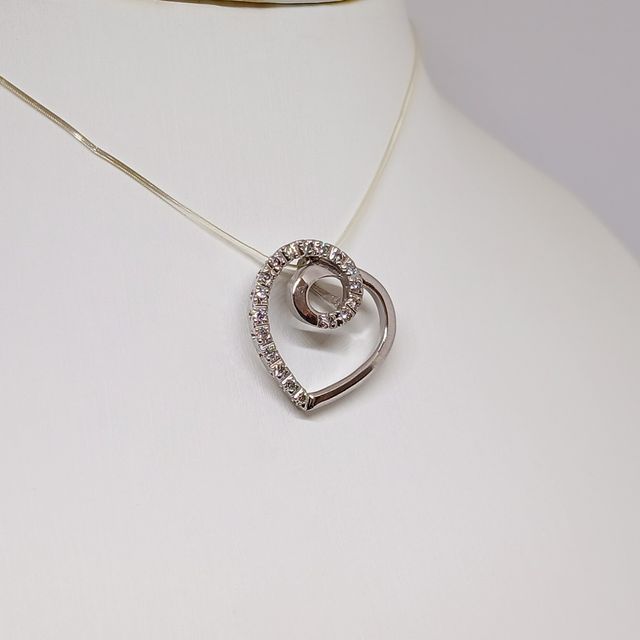 Colgante Corazón Oro Blanco Brillantes