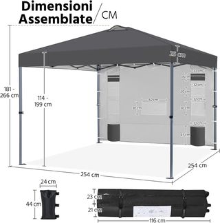 Gazebo Pieghevole 2,5 x 2,5 M da Giardino a Una Sp