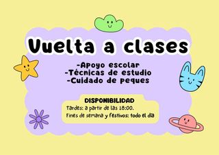 Cuidadora de peques y apoyo escolar