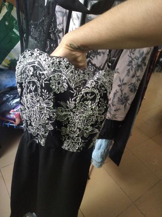 Vestido beige y marrón