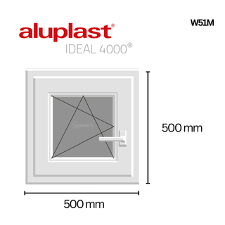 Ventana PVC blanca 500x500 Oscilobatiente Izq Mate