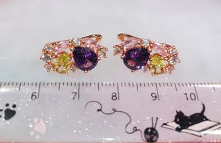 Pendientes oro rosa 585 y circonitas de colores