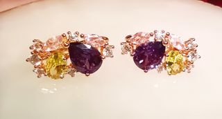 Pendientes oro rosa 585 y circonitas de colores