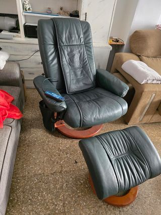 Sillón masaje piel verde