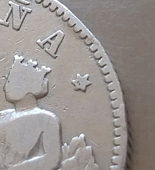 Moneda plata 1 peseta de 1870.