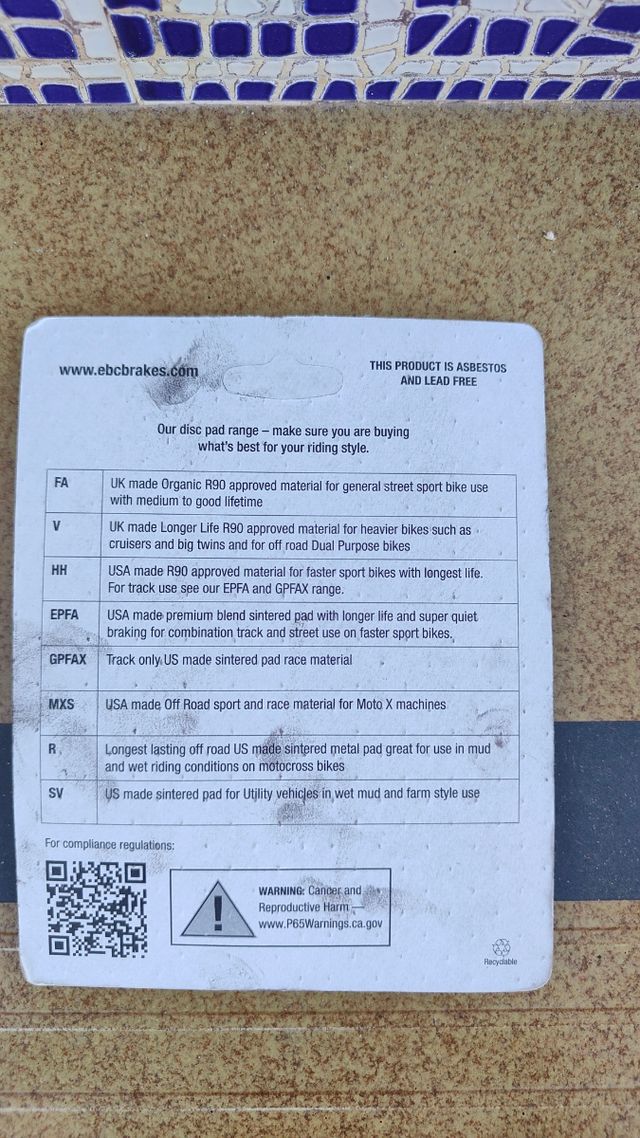 Pastillas freno EBC SCOOTER SFA067