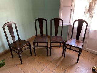 4 Sillas Madera Estilo Vintage