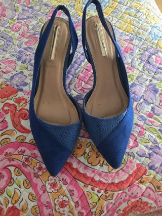 Zapatos tacón azulon ,ante