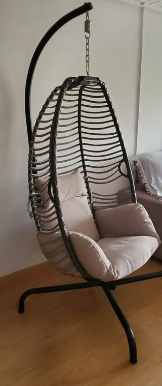 Silla colgante gris - ratán metal