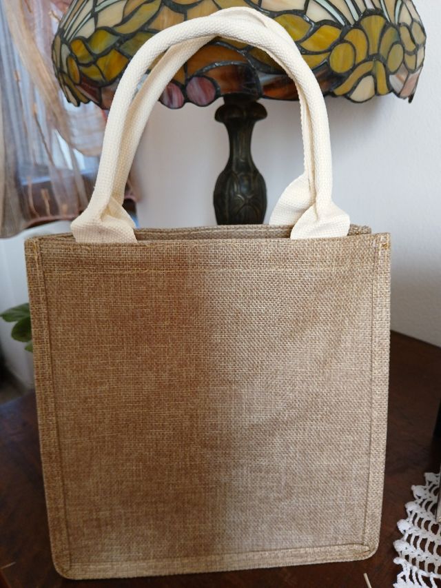 Borsa juta piccola con stampa- Perfetta Così!