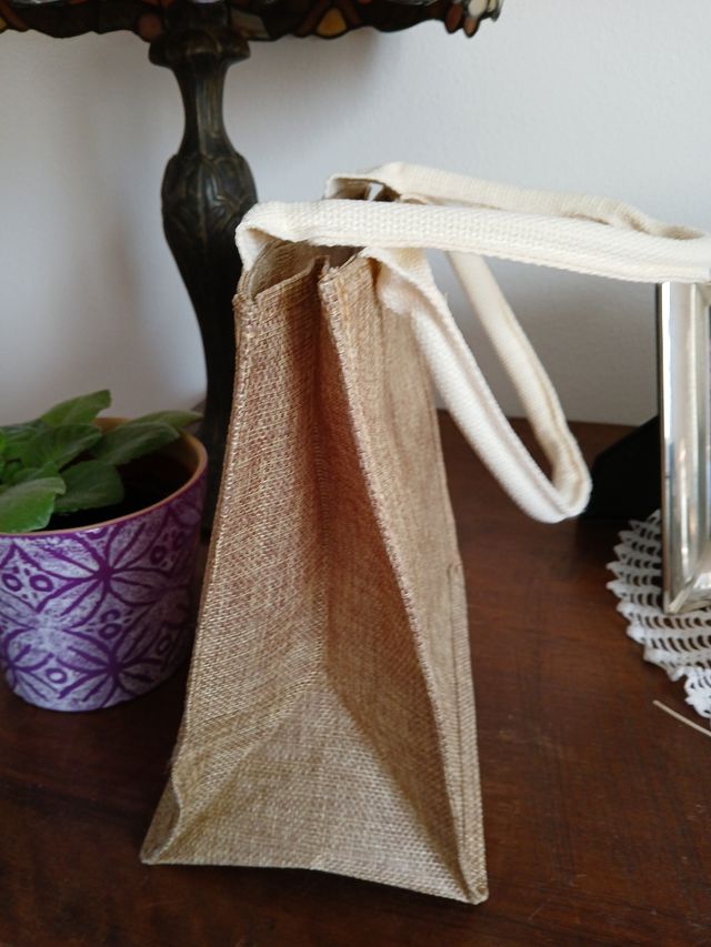 Borsa juta piccola con stampa- Perfetta Così!