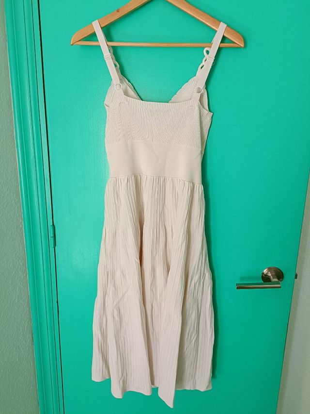 Vestido de canalé beige de tirantes