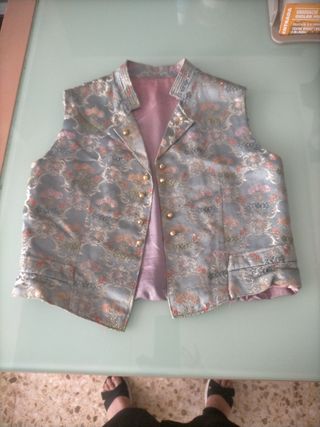 Chaleco fallero azul y rosa