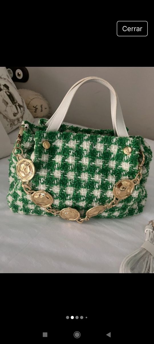 Bolso Uterqüe verde & blanco