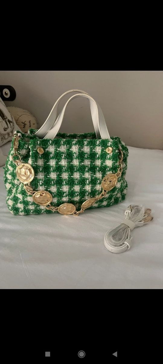 Bolso Uterqüe verde & blanco